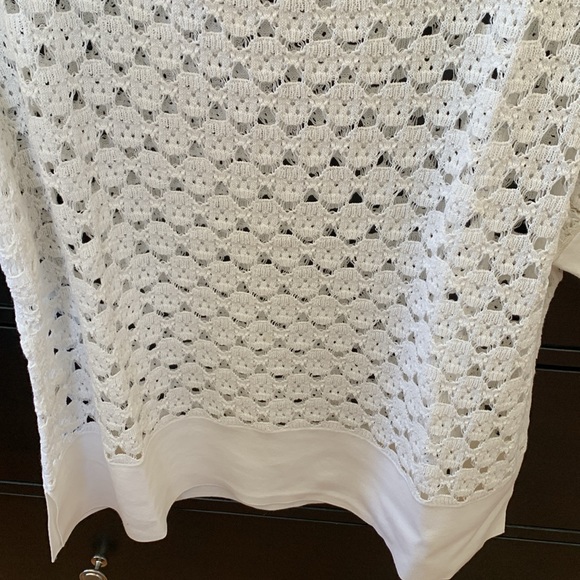 Loft L white s/s crocheted top NWOT - Picture 4 of 6